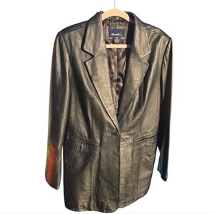 Denim & Co. Black Leather Jacket size large